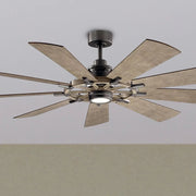 Gentry 65 Inch Anvil Iron LED Wagon Wheel Ceiling Fan with Wall Control - Bees Lighting