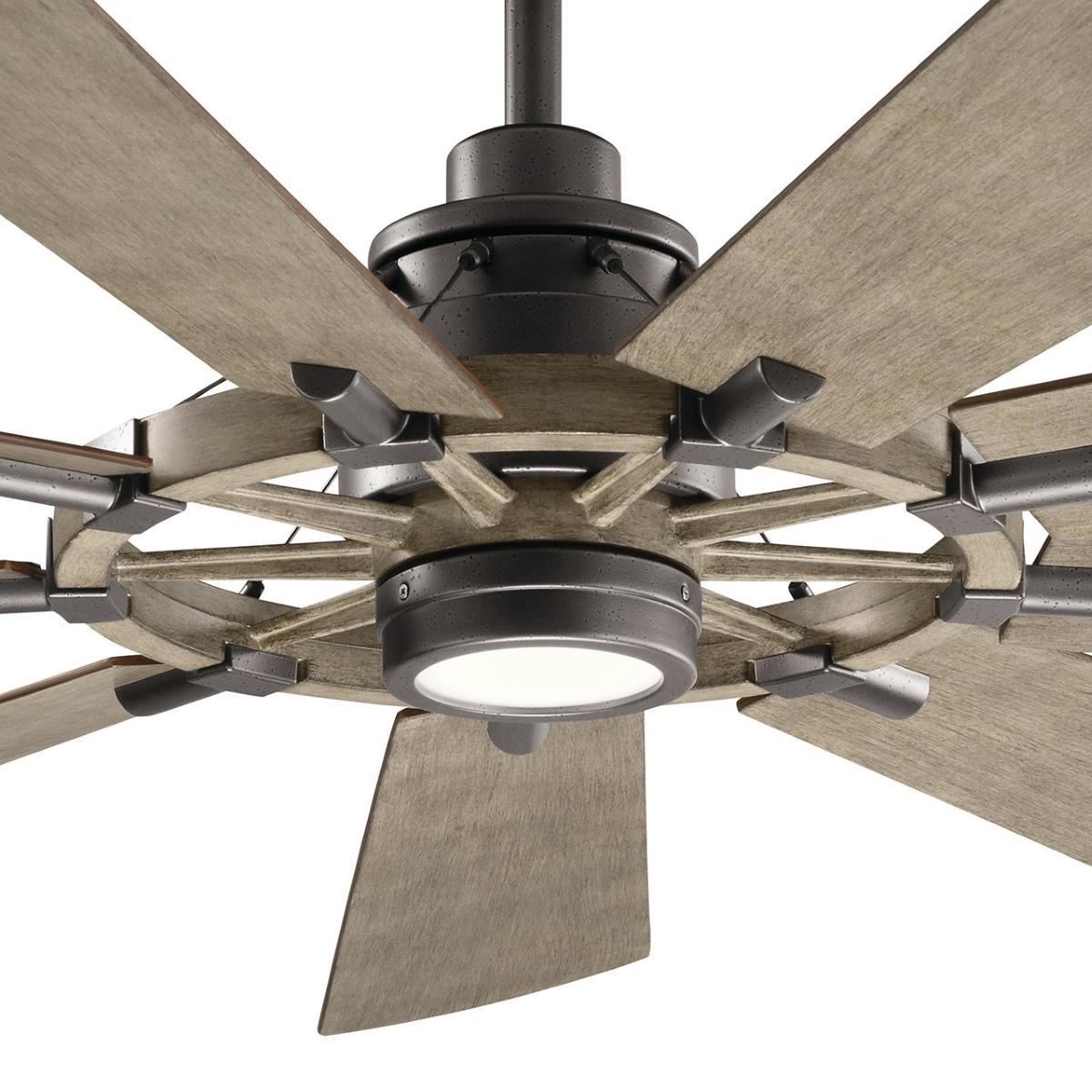Gentry 65 Inch Anvil Iron LED Wagon Wheel Ceiling Fan with Wall Control - Bees Lighting
