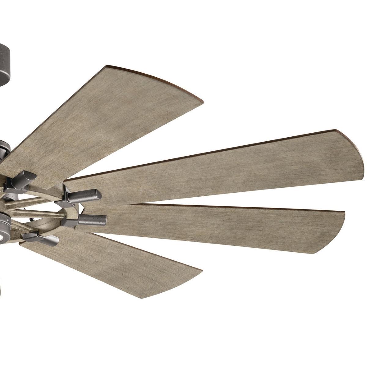 Gentry 65 Inch Anvil Iron LED Wagon Wheel Ceiling Fan with Wall Control - Bees Lighting