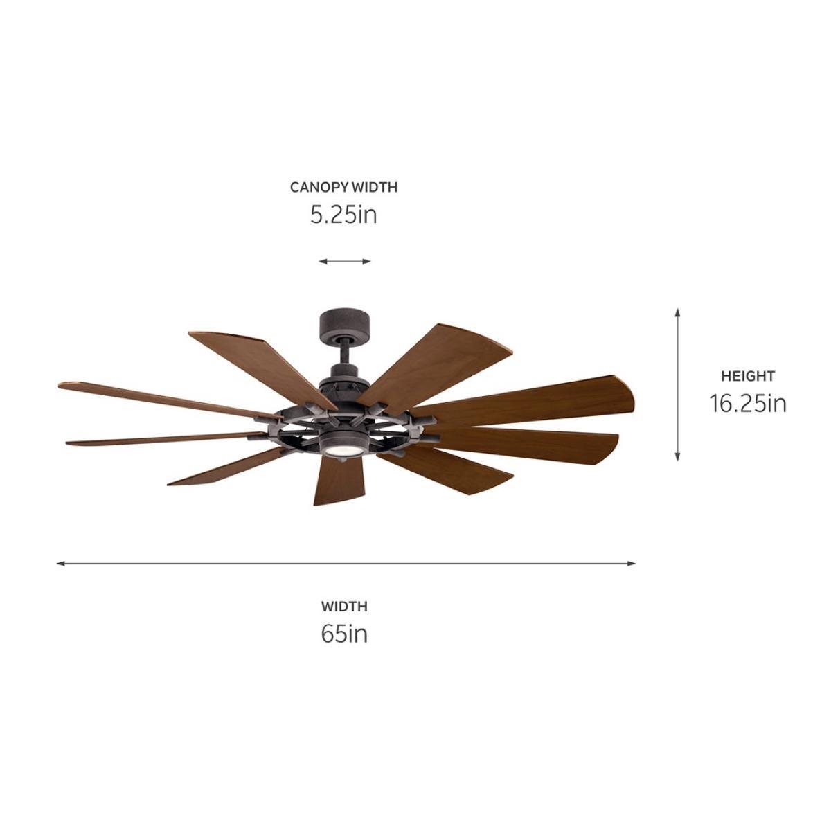 Gentry 65 Inch Farmhouse Windmill Outdoor Ceiling Fan With Light, Wall Control Included - Bees Lighting
