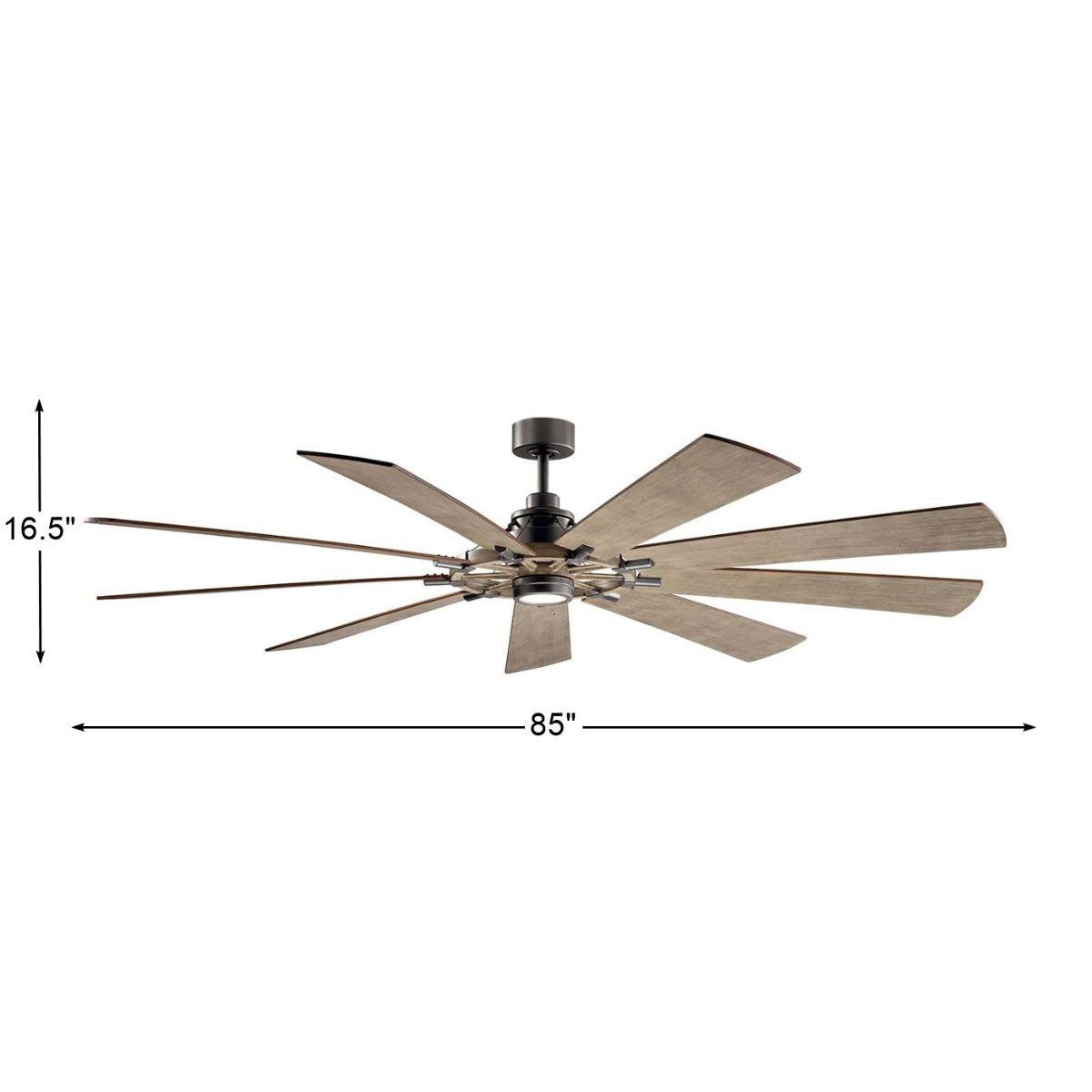 Gentry 85 Inch Farmhouse Windmill Outdoor Ceiling Fan With Light, Wall Control Included