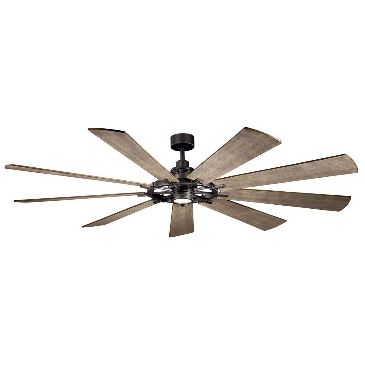 Gentry XL 85 Inch Anvil Iron LED Large Ceiling Fan with Wall Control - Bees Lighting