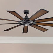 Gentry XL 85 Inch Distressed Black LED Large Ceiling Fan with Wall Control - Bees Lighting