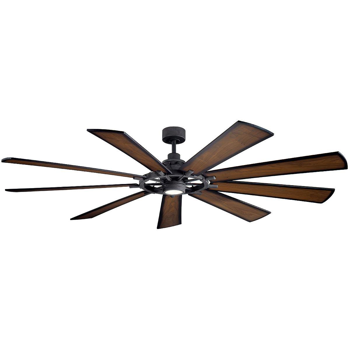 Gentry XL 85 Inch Distressed Black LED Large Ceiling Fan with Wall Control - Bees Lighting