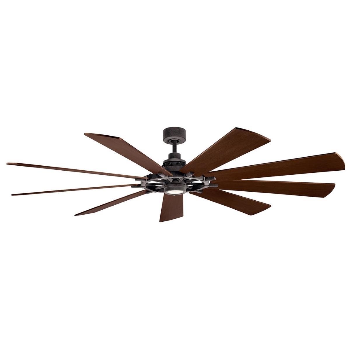 Gentry XL 85 Inch Weathered Zinc LED Large Ceiling Fan with Wall Control - Bees Lighting