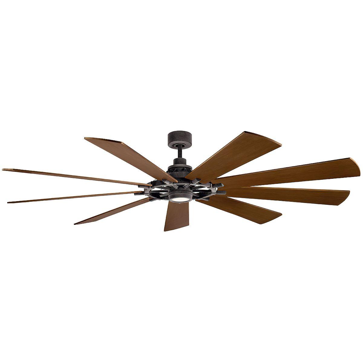Gentry XL 85 Inch Weathered Zinc LED Large Ceiling Fan with Wall Control - Bees Lighting