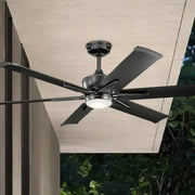 Szeplo Patio 60 Inch Satin Black LED Wet Rated Ceiling Fan with Wall Control - Bees Lighting