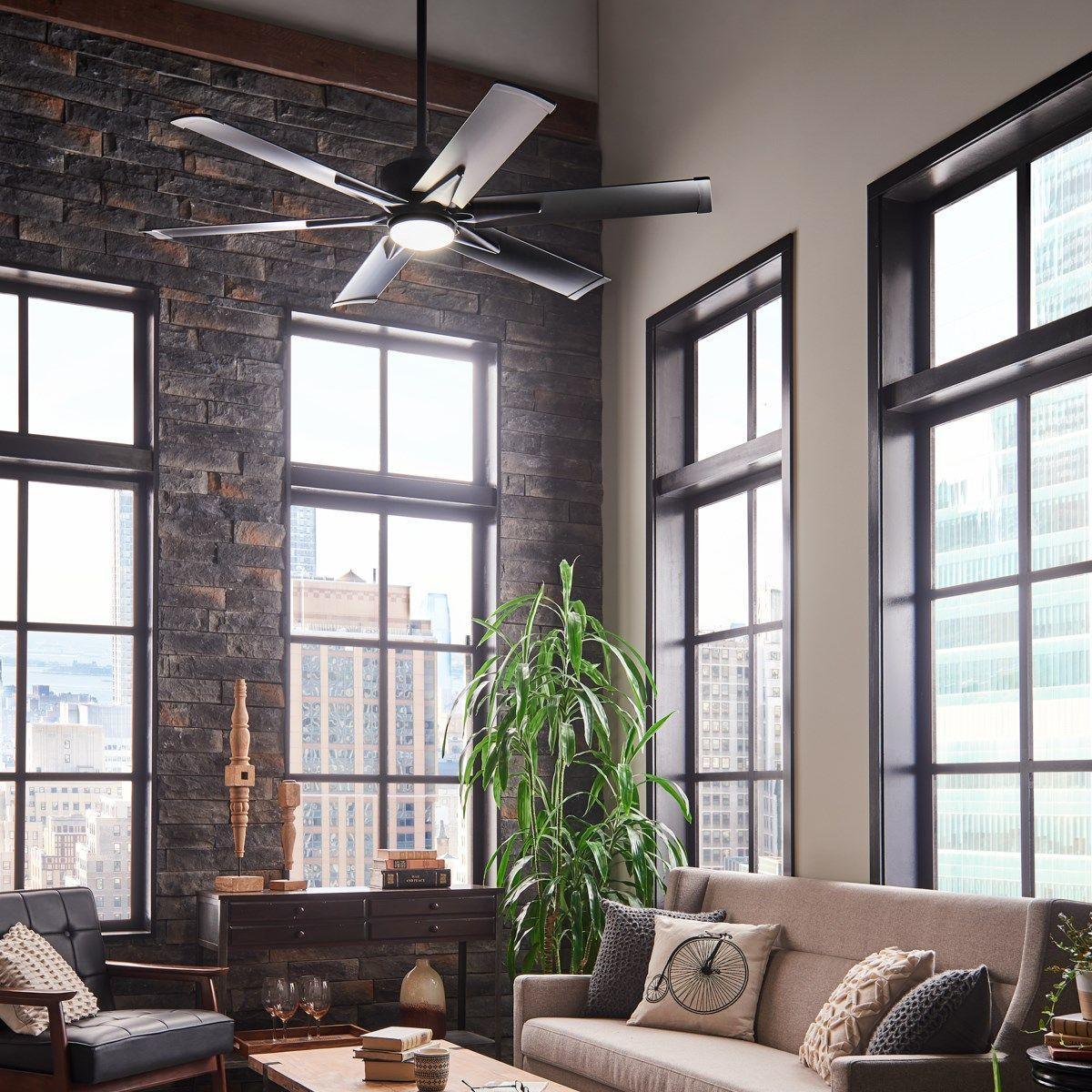 Szeplo Patio 60 Inch Satin Black LED Wet Rated Ceiling Fan with Wall Control - Bees Lighting
