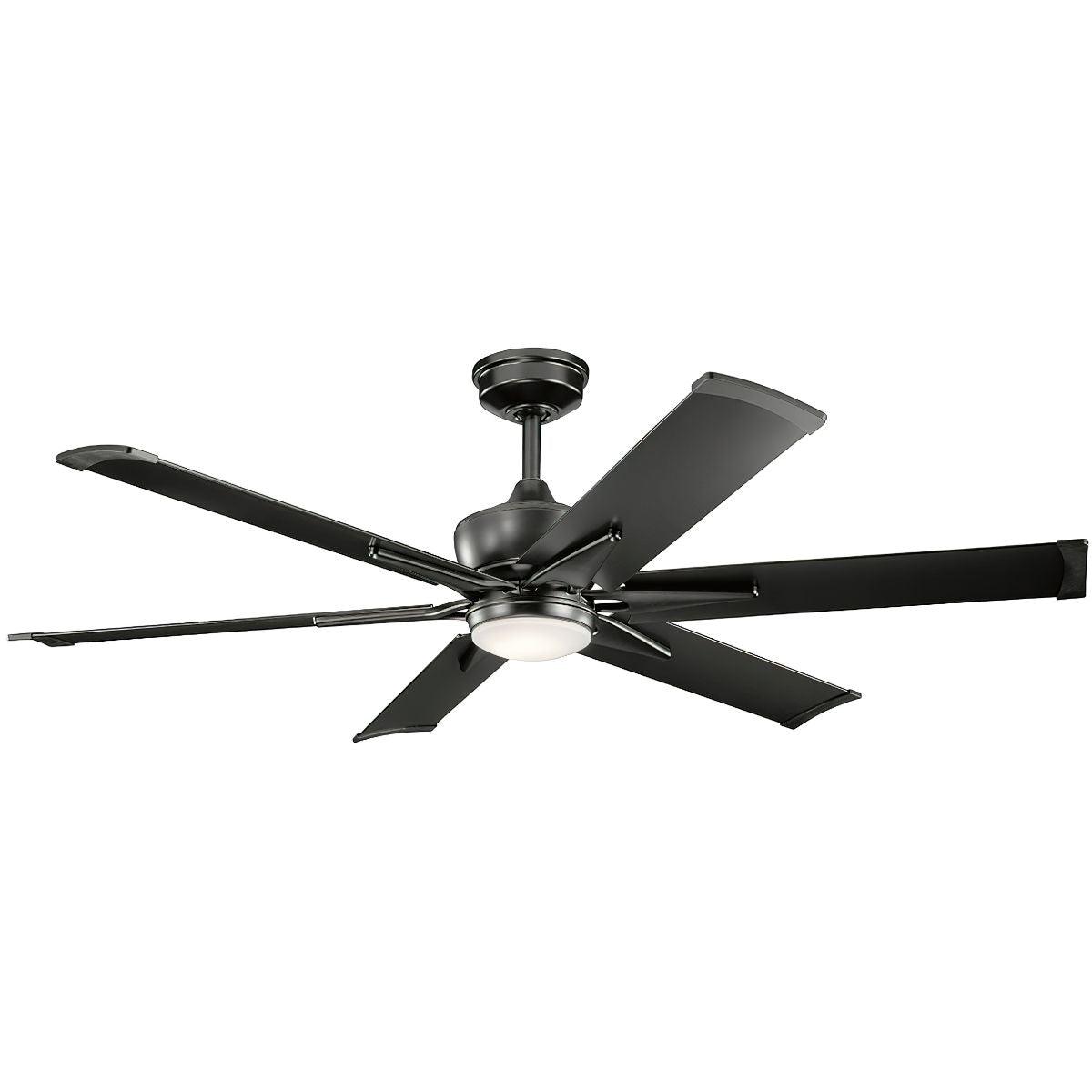 Szeplo Patio 60 Inch Satin Black LED Wet Rated Ceiling Fan with Wall Control - Bees Lighting