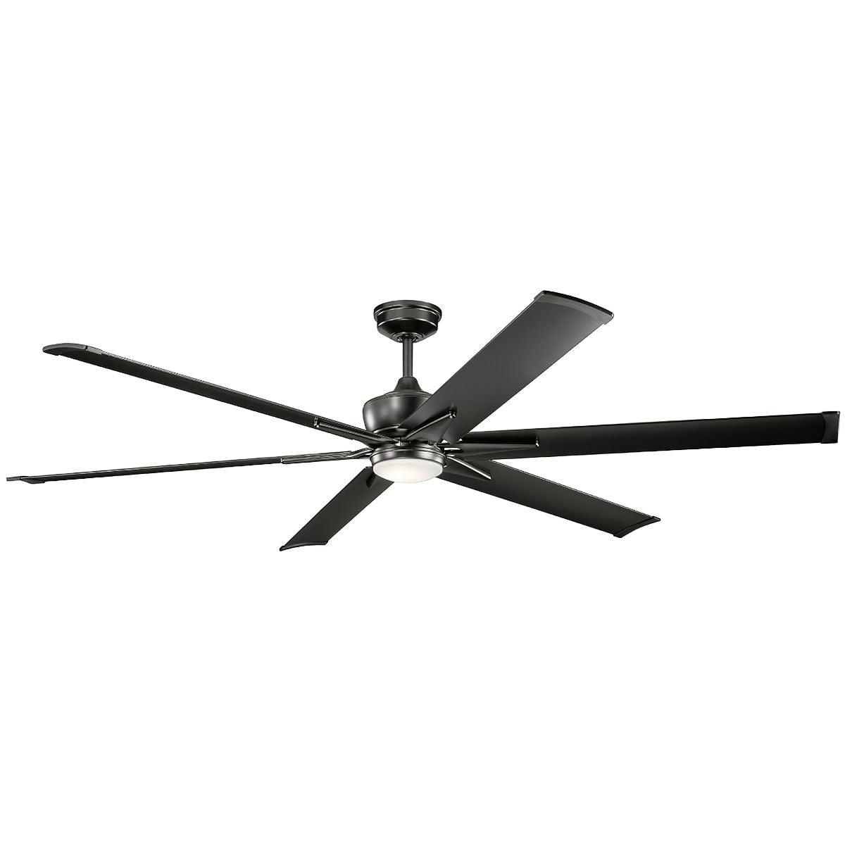 Szeplo Patio 80 Inch Satin Black Outdoor LED Large Ceiling Fan with Wall Control - Bees Lighting