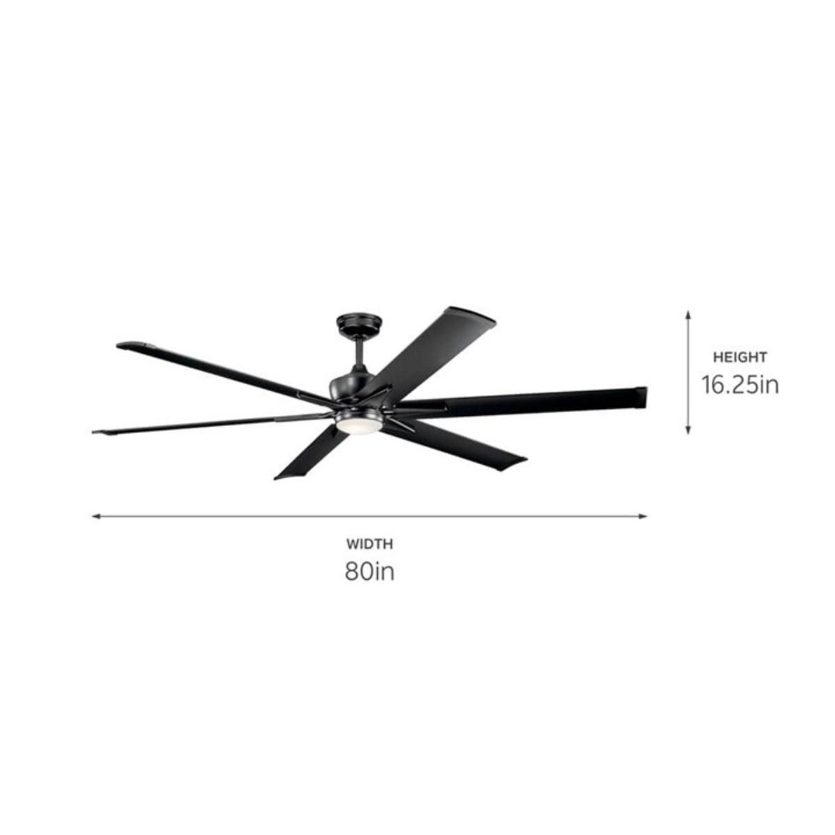 Szeplo Patio 80 Inch Satin Black Outdoor LED Large Ceiling Fan with Wall Control - Bees Lighting