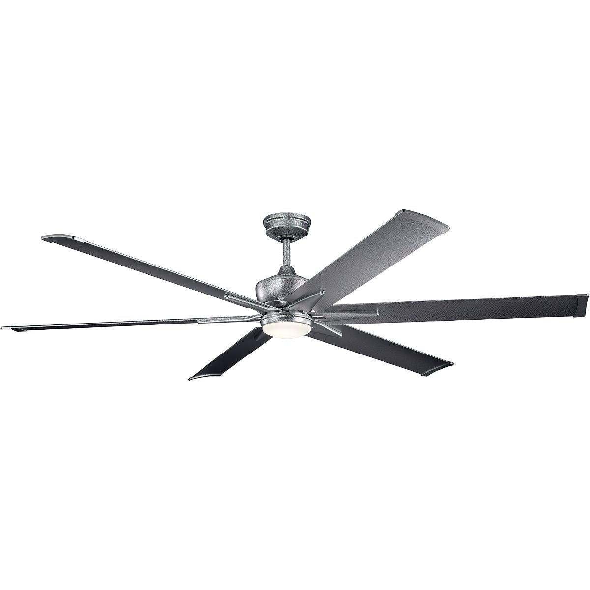 Szeplo Patio 80 Inch Weathered Steel Outdoor LED Large Ceiling Fan with Wall Control - Bees Lighting