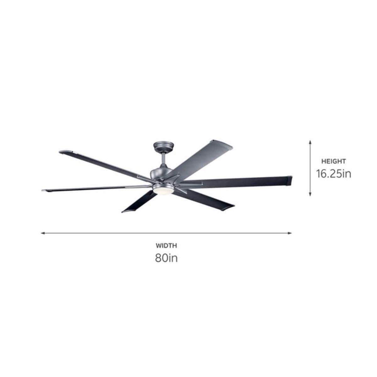 Szeplo Patio 80 Inch Weathered Steel Outdoor LED Large Ceiling Fan with Wall Control - Bees Lighting