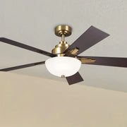 Vinea 52 Inch Brushed Natural Brass LED Retro Ceiling Fan with Remote - Bees Lighting
