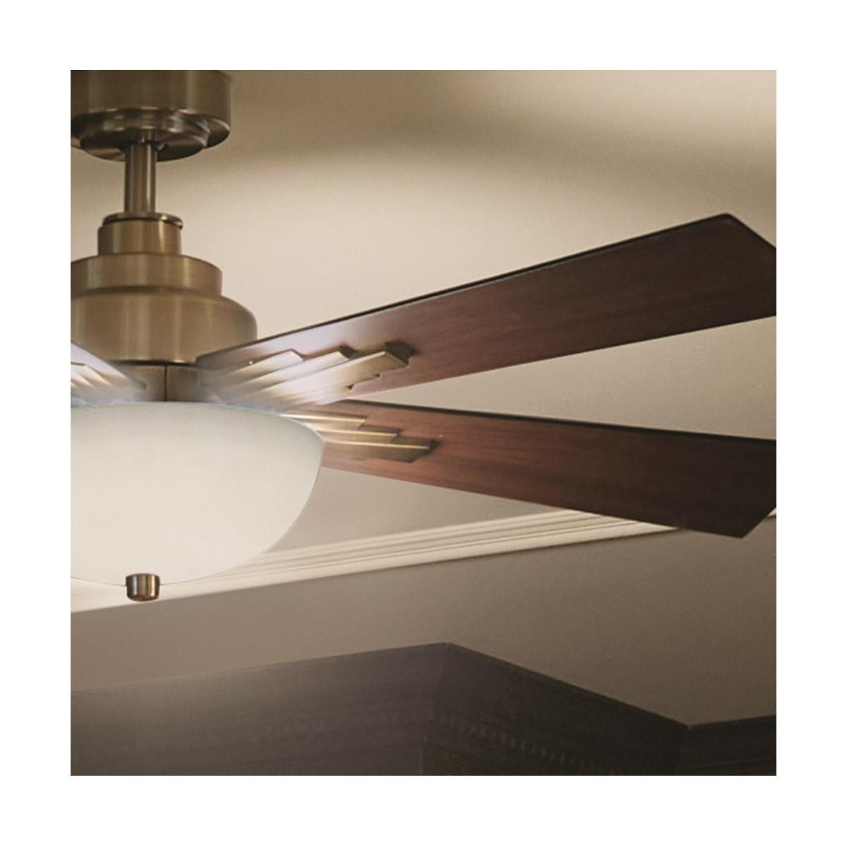 Vinea 52 Inch Brushed Natural Brass LED Retro Ceiling Fan with Remote - Bees Lighting