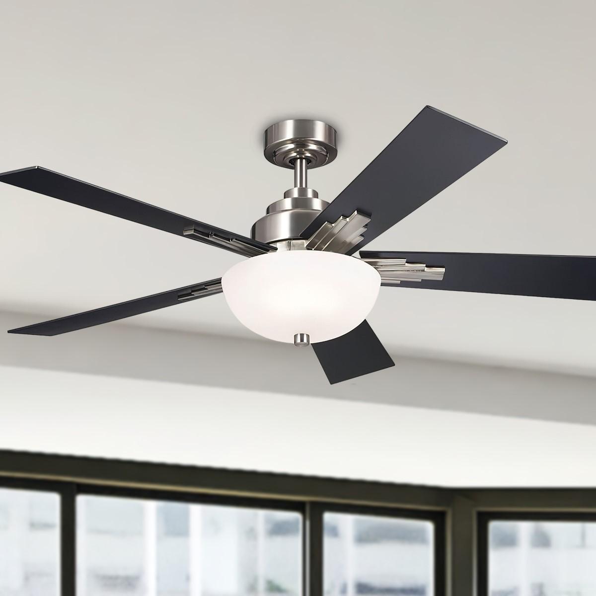 Vinea 52 Inch Brushed Stainless Steel LED Retro Ceiling Fan with Remote - Bees Lighting