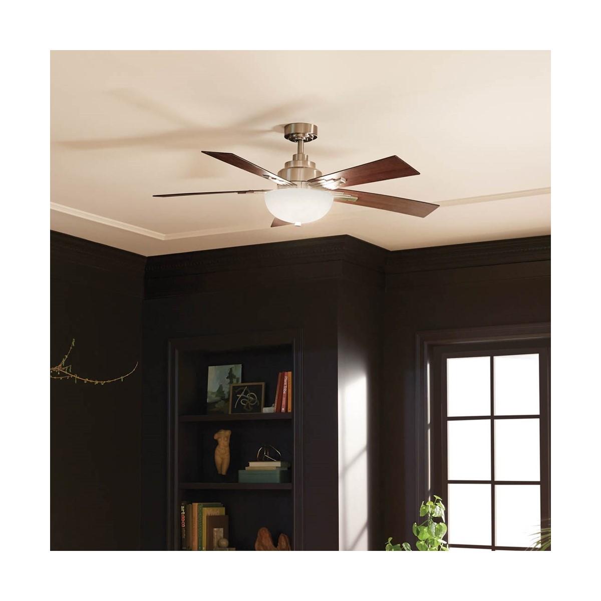 Vinea 52 Inch Brushed Stainless Steel LED Retro Ceiling Fan with Remote - Bees Lighting