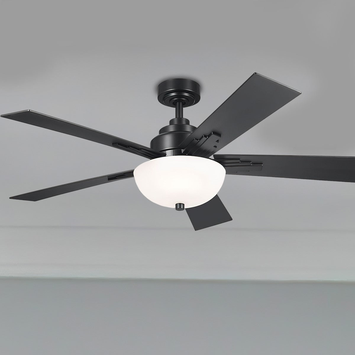 Vinea 52 Inch Satin Black LED Retro Ceiling Fan with Remote - Bees Lighting