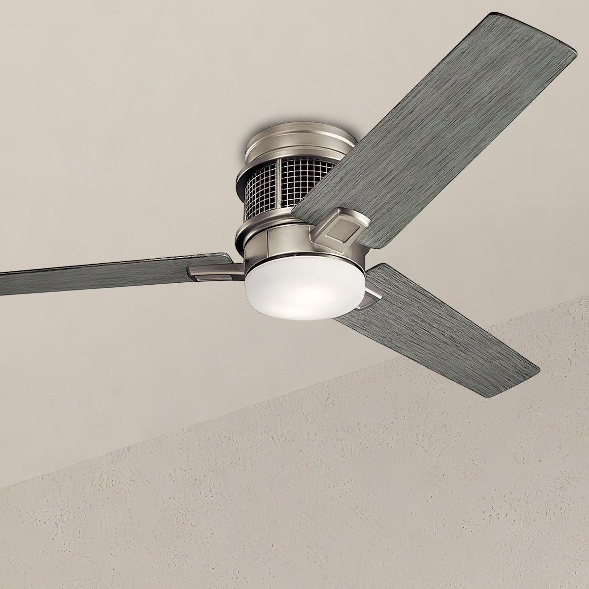 Chiara 52 Inch Vintage Brushed Nickel LED Hugger Ceiling Fan with Wall Control - Bees Lighting