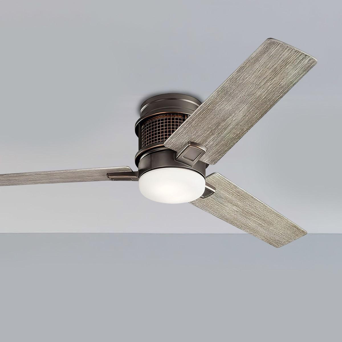 Chiara 52 Inch Vintage Olde Bronze LED Hugger Ceiling Fan with Wall Control - Bees Lighting