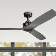 Ried 56 Inch Anvil Iron Damp Rated Ceiling Fan with Wall Control - Bees Lighting