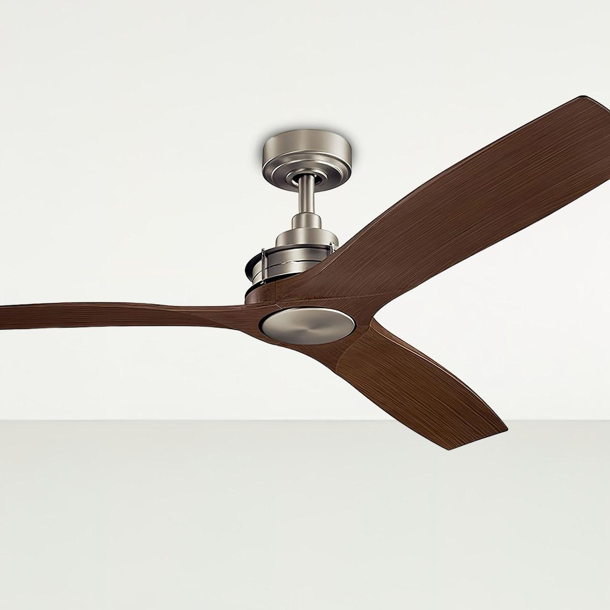 Ried 56 Inch Brushed Nickel Damp Rated Ceiling Fan with Wall Control - Bees Lighting