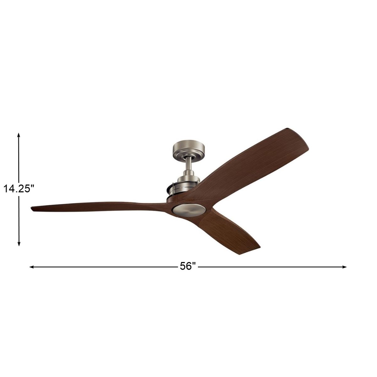 Ried 56 Inch Brushed Nickel Damp Rated Ceiling Fan with Wall Control - Bees Lighting