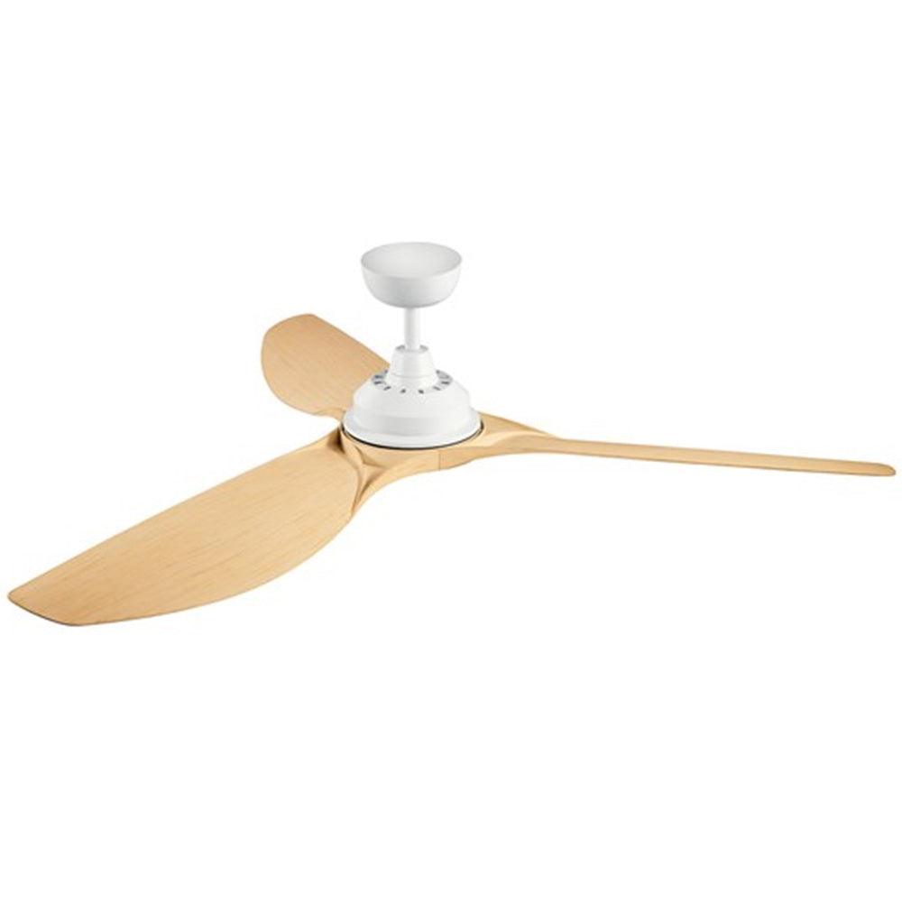Imari 65 Inch Matte White and Light Oak LED Propeller Ceiling Fan with Wall Control - Bees Lighting