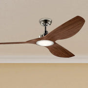 Imari 65 Inch Polished Nickel and Walnut LED Propeller Ceiling Fan with Wall Control - Bees Lighting