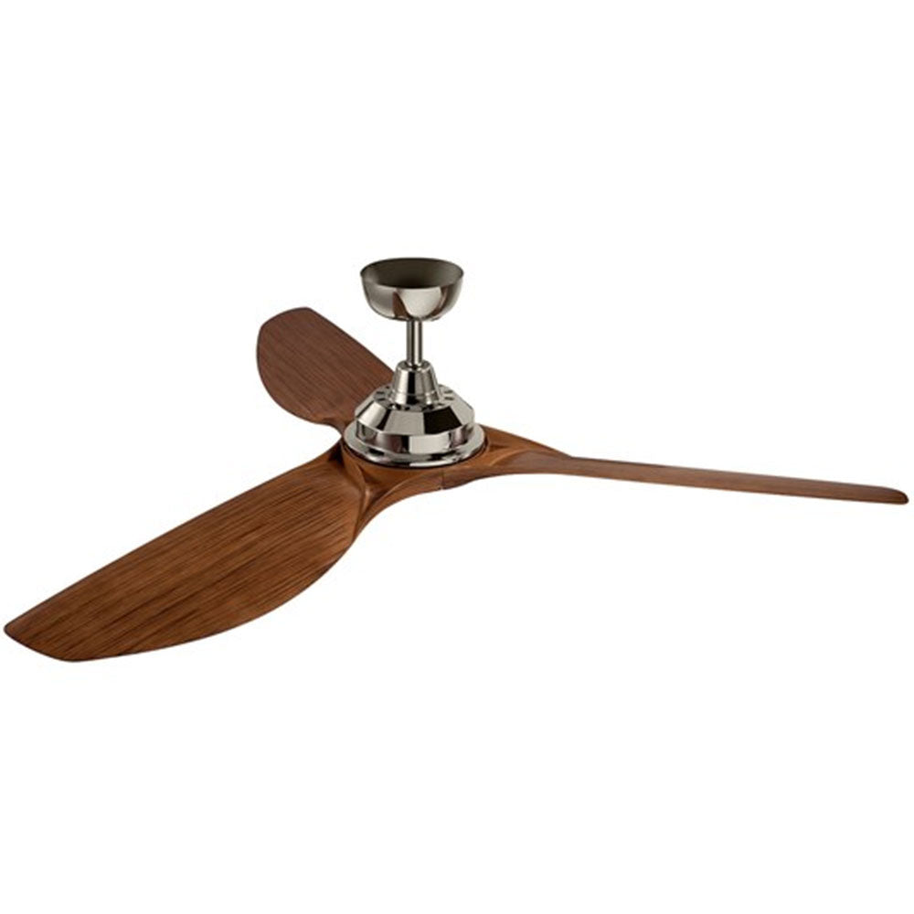 Imari 65 Inch Polished Nickel and Walnut LED Propeller Ceiling Fan with Wall Control - Bees Lighting