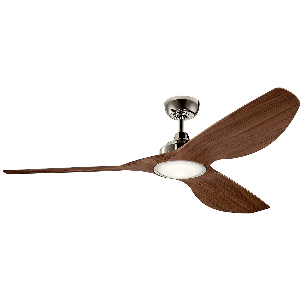 Imari 65 Inch Polished Nickel and Walnut LED Propeller Ceiling Fan with Wall Control - Bees Lighting