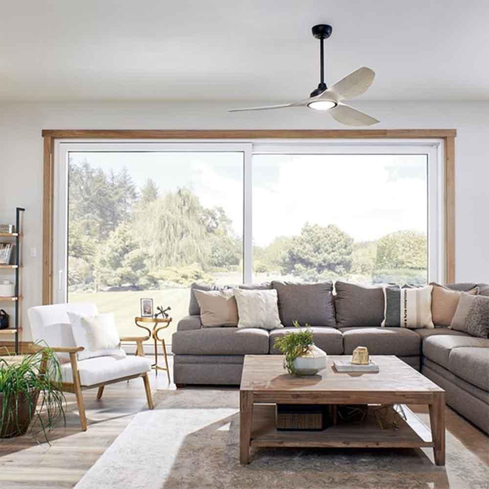 Imari 65 Inch Black and White Walnut LED Propeller Ceiling Fan with Wall Control - Bees Lighting