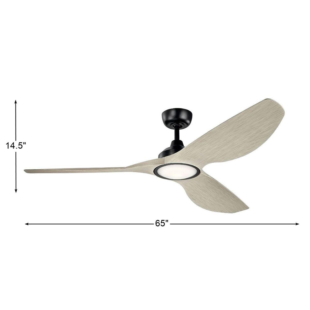 Imari 65 Inch Black and White Walnut LED Propeller Ceiling Fan with Wall Control - Bees Lighting