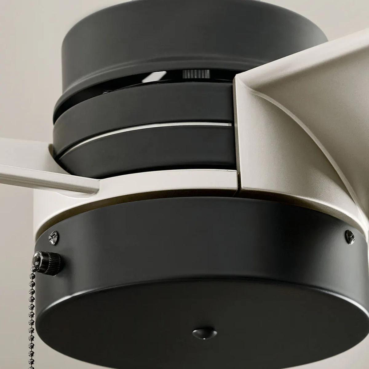 Spyn Lite 52 Inch Ceiling Fan with Pull Chain, Satin Black with Silver Gray Blades - Bees Lighting