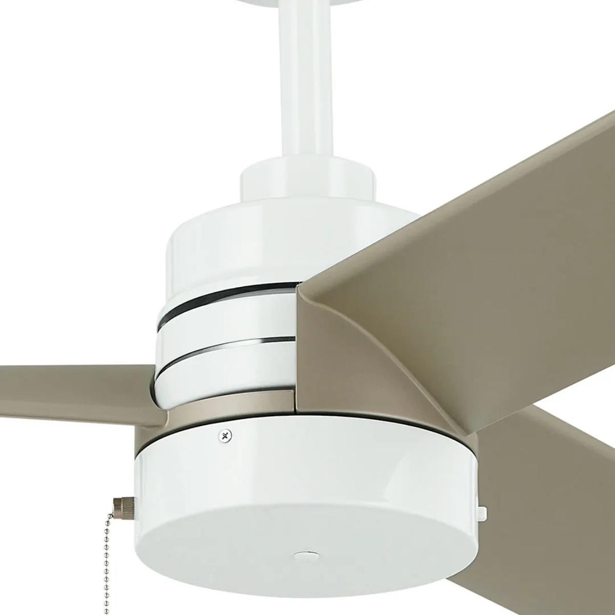 Spyn Lite 52 Inch Ceiling Fan with Pull Chain, White with Silver Blades - Bees Lighting