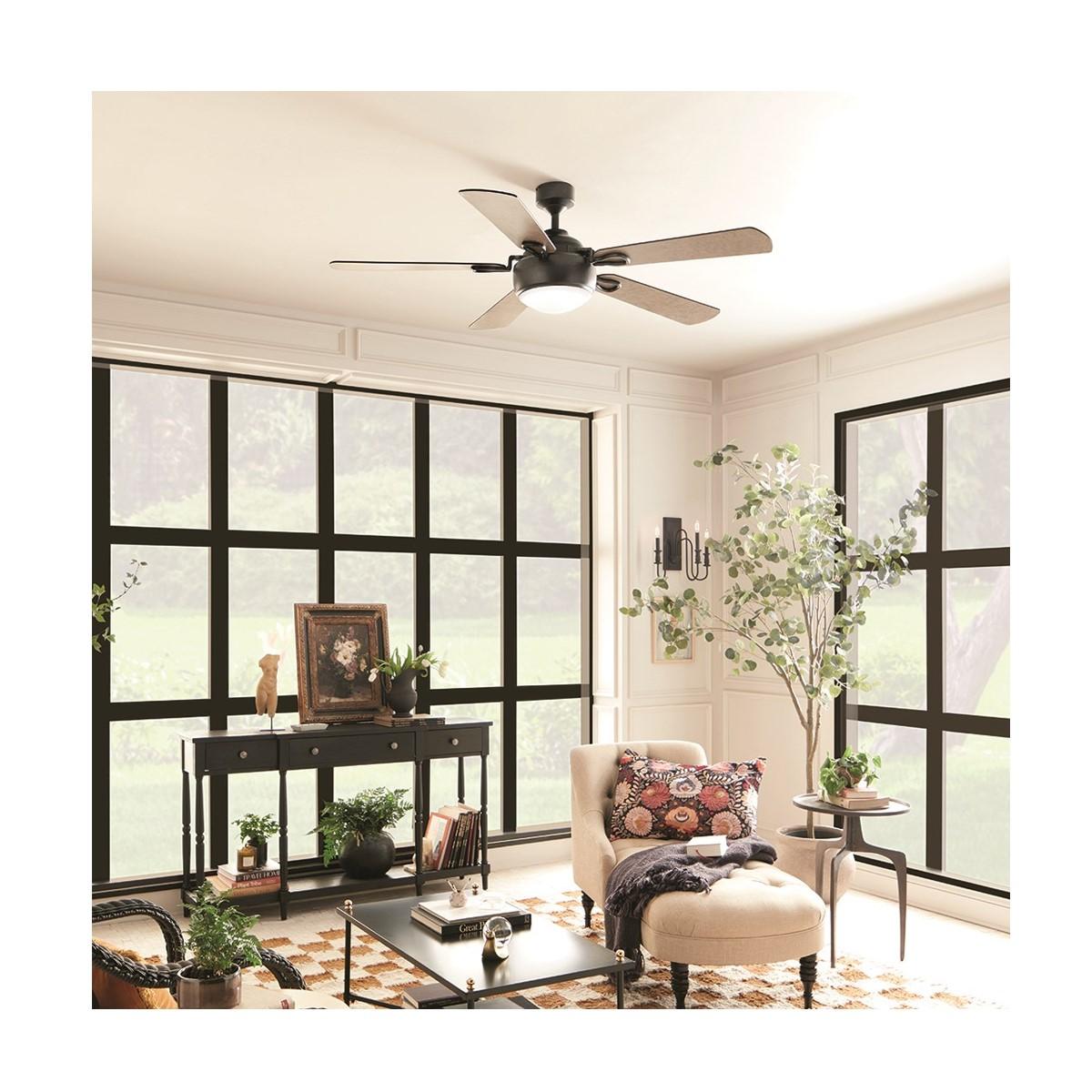 Humble 60 Inch Anvil Iron and Gray LED Ceiling Fan with Wall Control - Bees Lighting