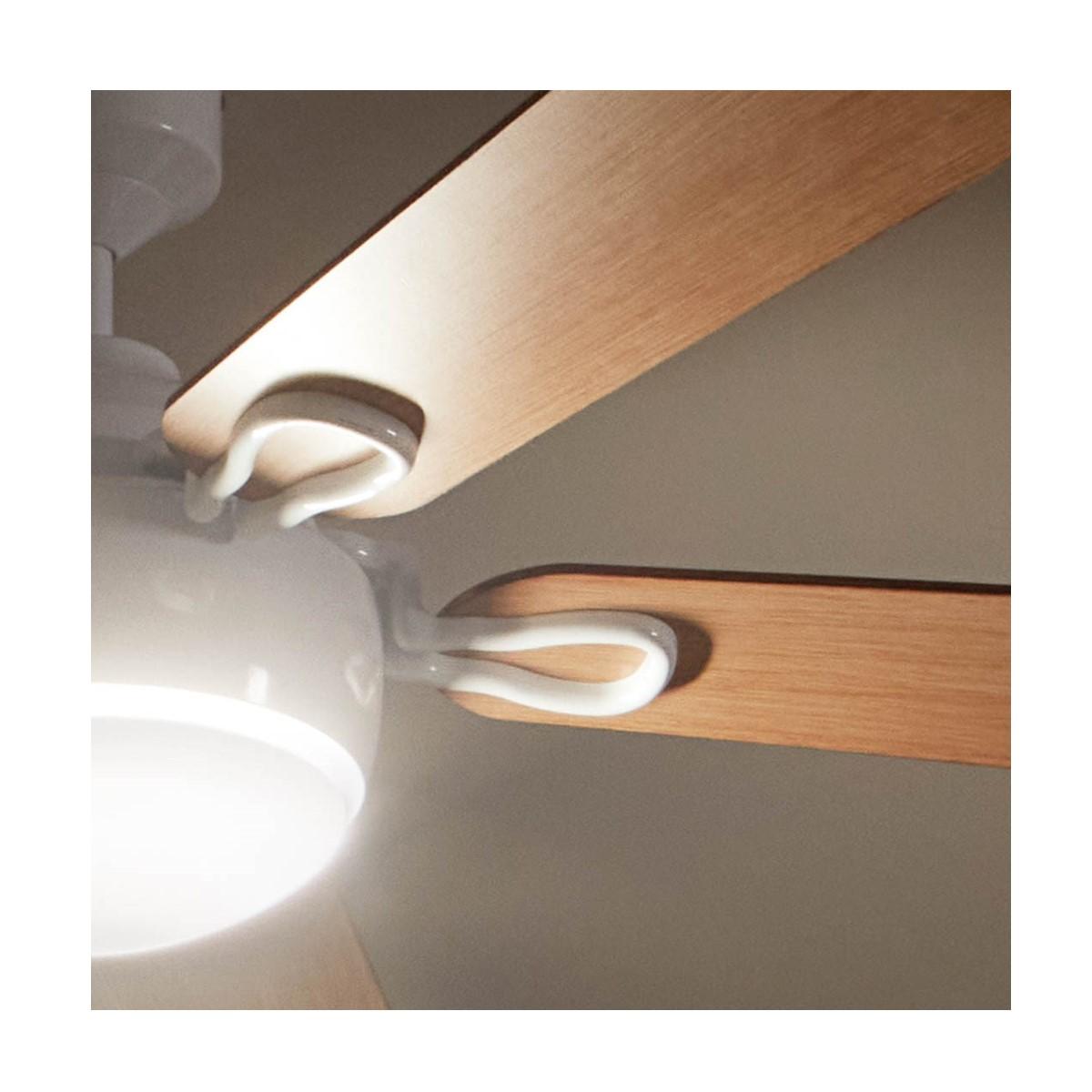 Humble 60 Inch White and Maple LED Ceiling Fan with Wall Control - Bees Lighting