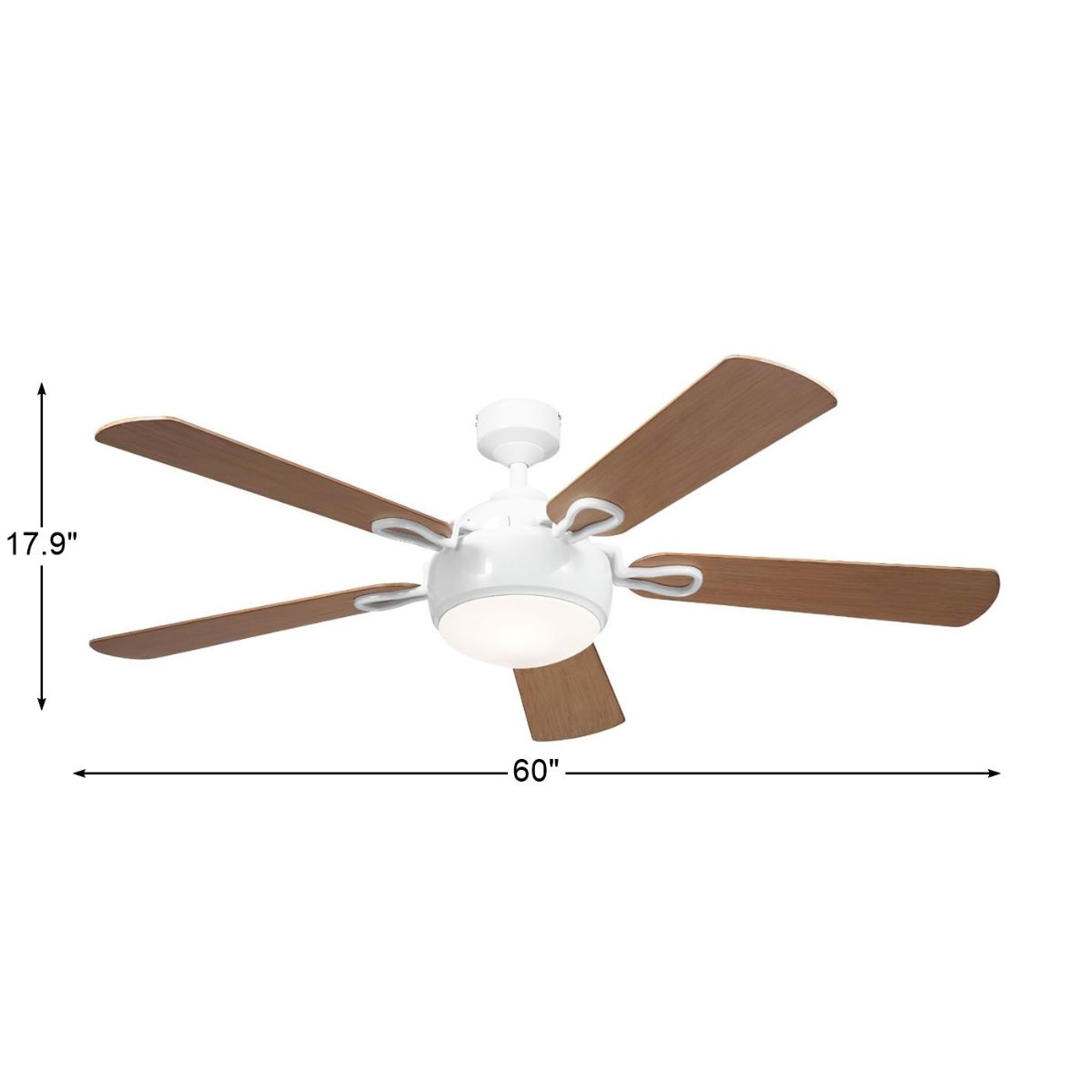 Humble 60 Inch White and Maple LED Ceiling Fan with Wall Control - Bees Lighting