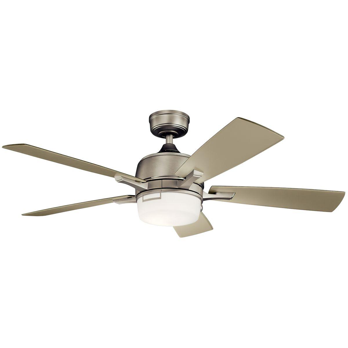 Leeds 52 Inch Brushed Nickel LED Ceiling Fan with Wall Control - Bees Lighting