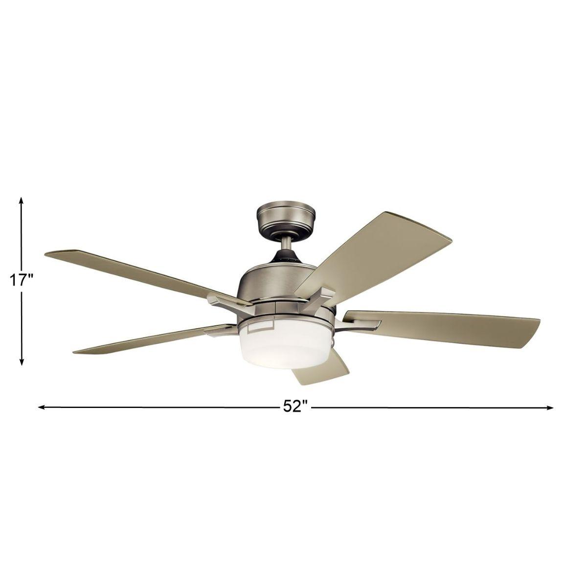 Leeds 52 Inch Brushed Nickel LED Ceiling Fan with Wall Control - Bees Lighting