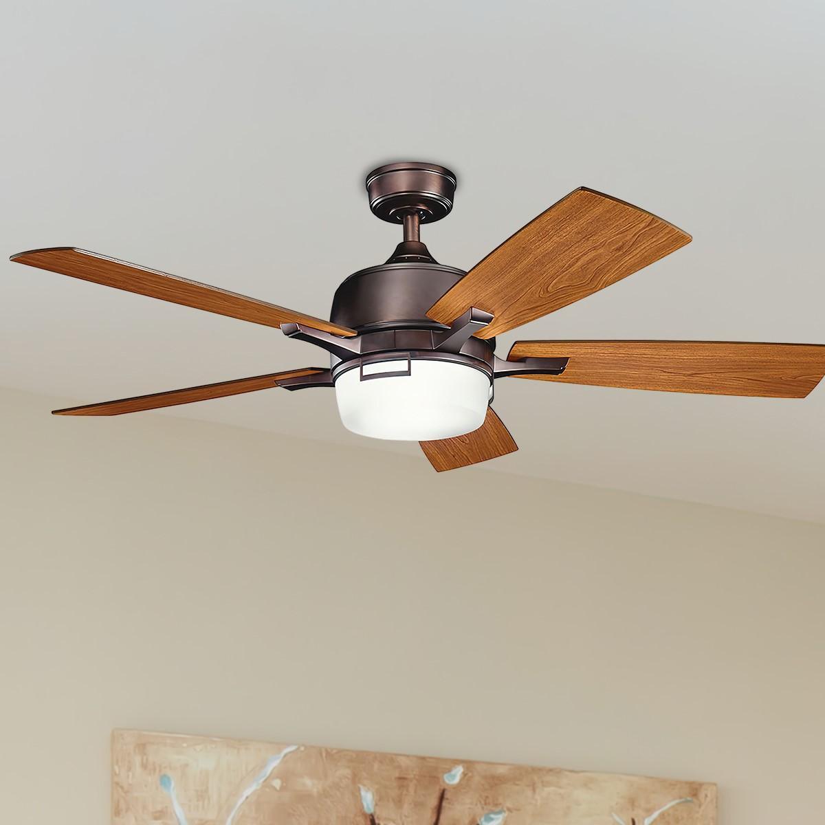 Leeds 52 Inch Ceiling Fan With Light, Wall Control Included - Bees Lighting