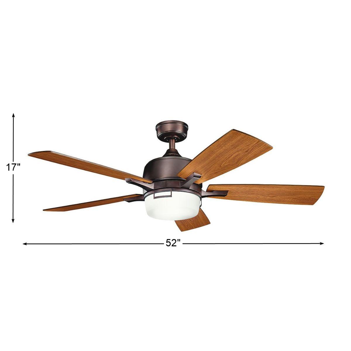 Leeds 52 Inch Ceiling Fan With Light, Wall Control Included