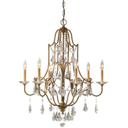 Valentina 29" 6-Light Crystal Chandelier, Oxidized Bronze Finish - Bees Lighting