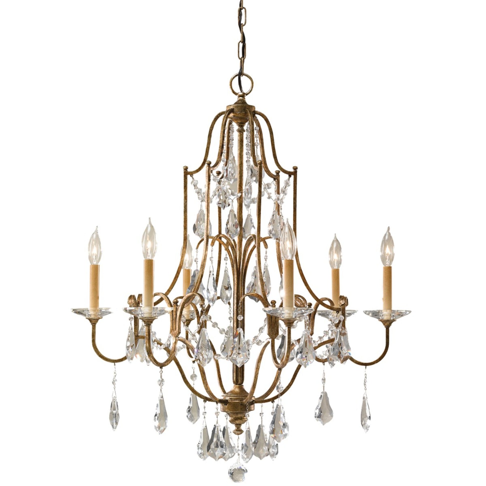 Valentina 29" 6-Light Crystal Chandelier, Oxidized Bronze Finish - Bees Lighting
