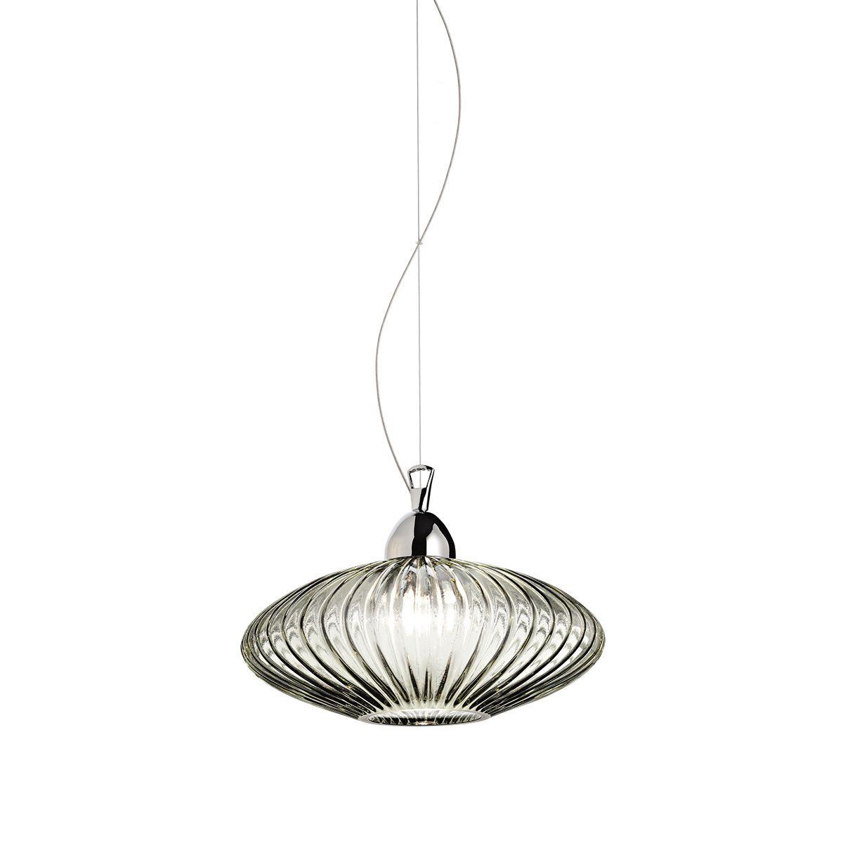 Lorella 12 in. Pendant Light Chrome Finish Smoke Shade - Bees Lighting
