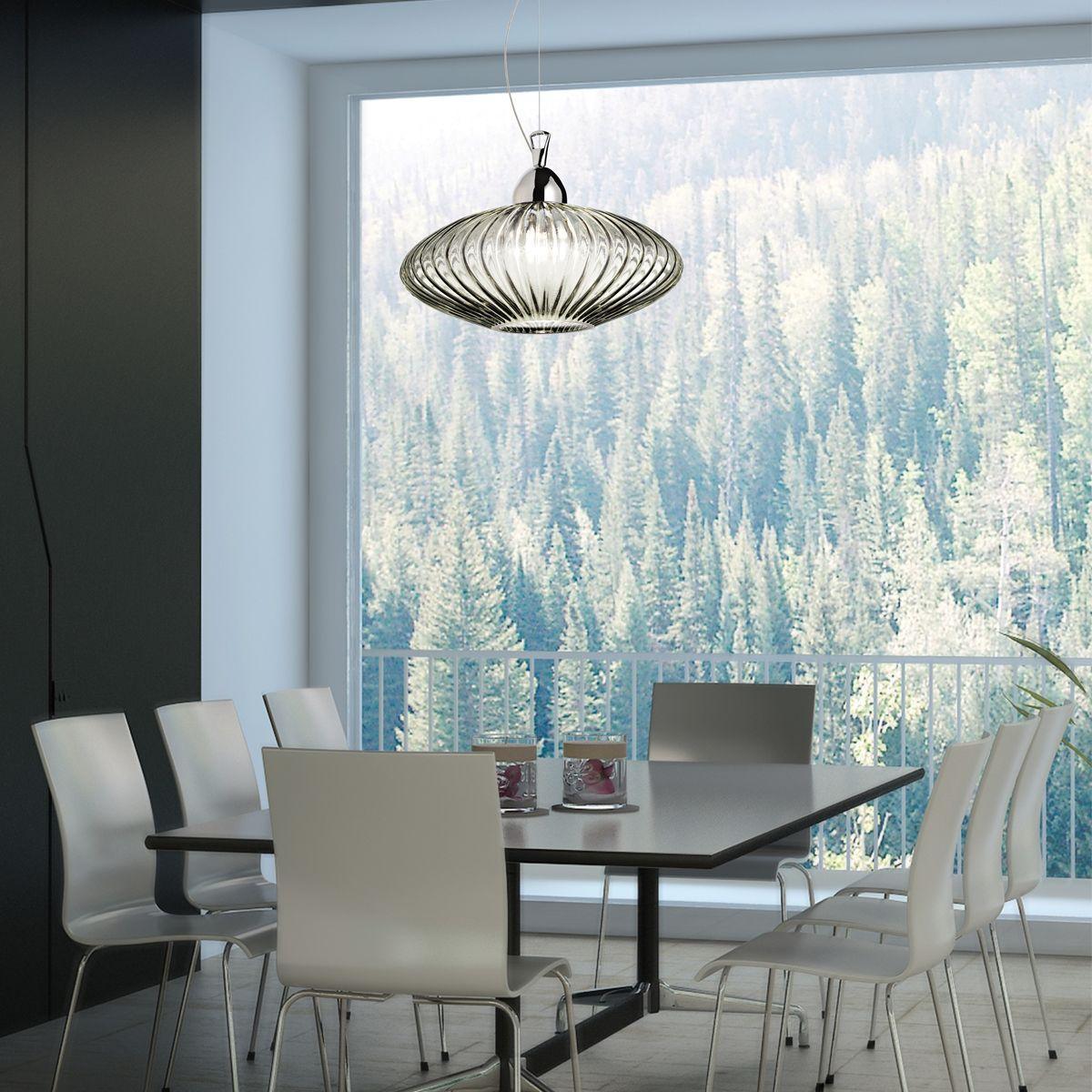 Lorella 12 in. Pendant Light Chrome Finish Smoke Shade - Bees Lighting