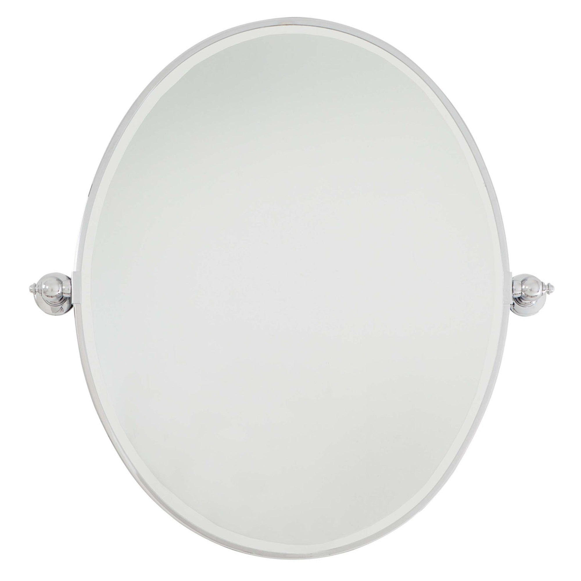 Pivoting Mirrors 31.5" x 31" Beveled Large Oval Mirror, Chrome Finish - Bees Lighting