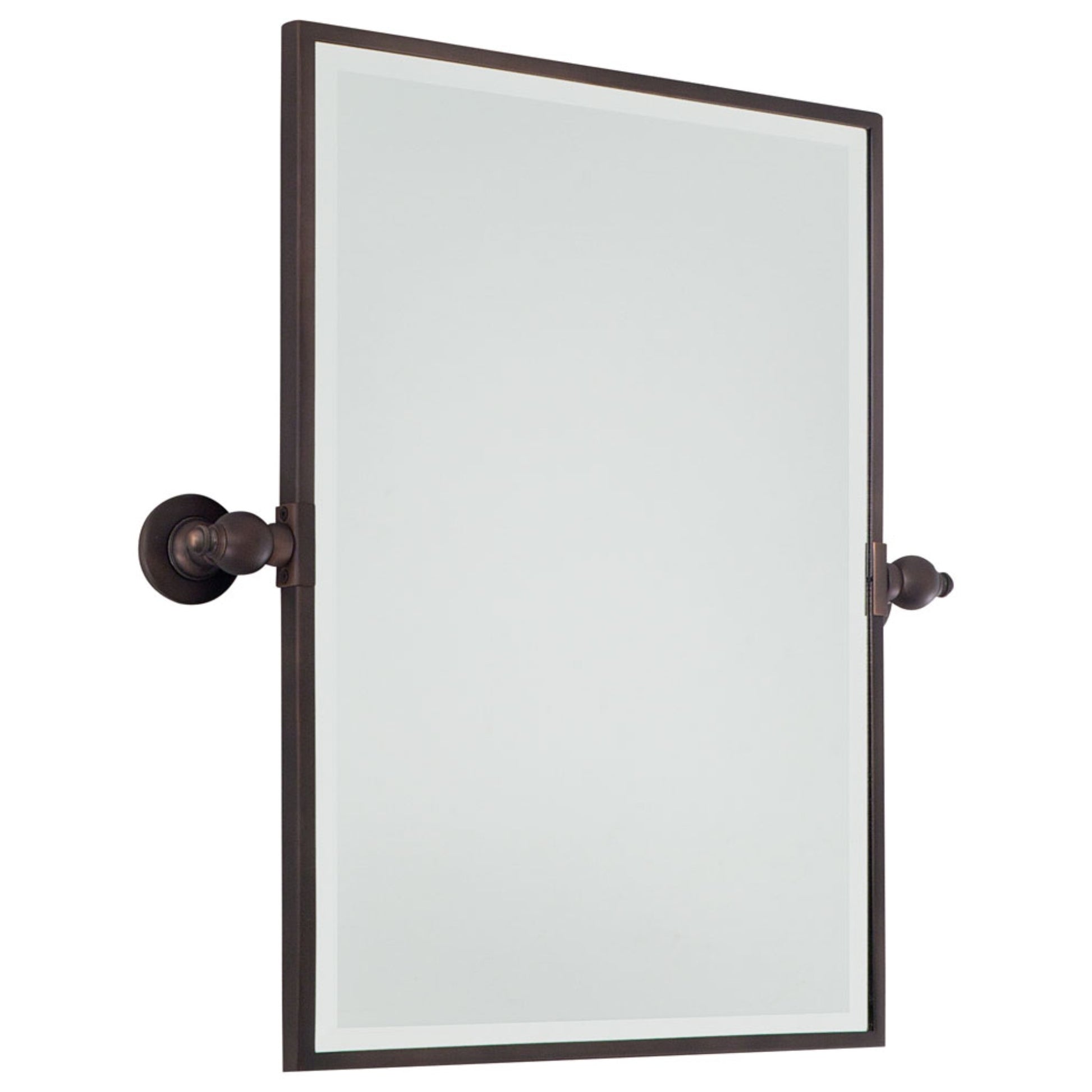 Pivoting Mirrors 24.25" x 23.5" Beveled Rectangle Mirror, Dark Brushed Bronze Finish - Bees Lighting