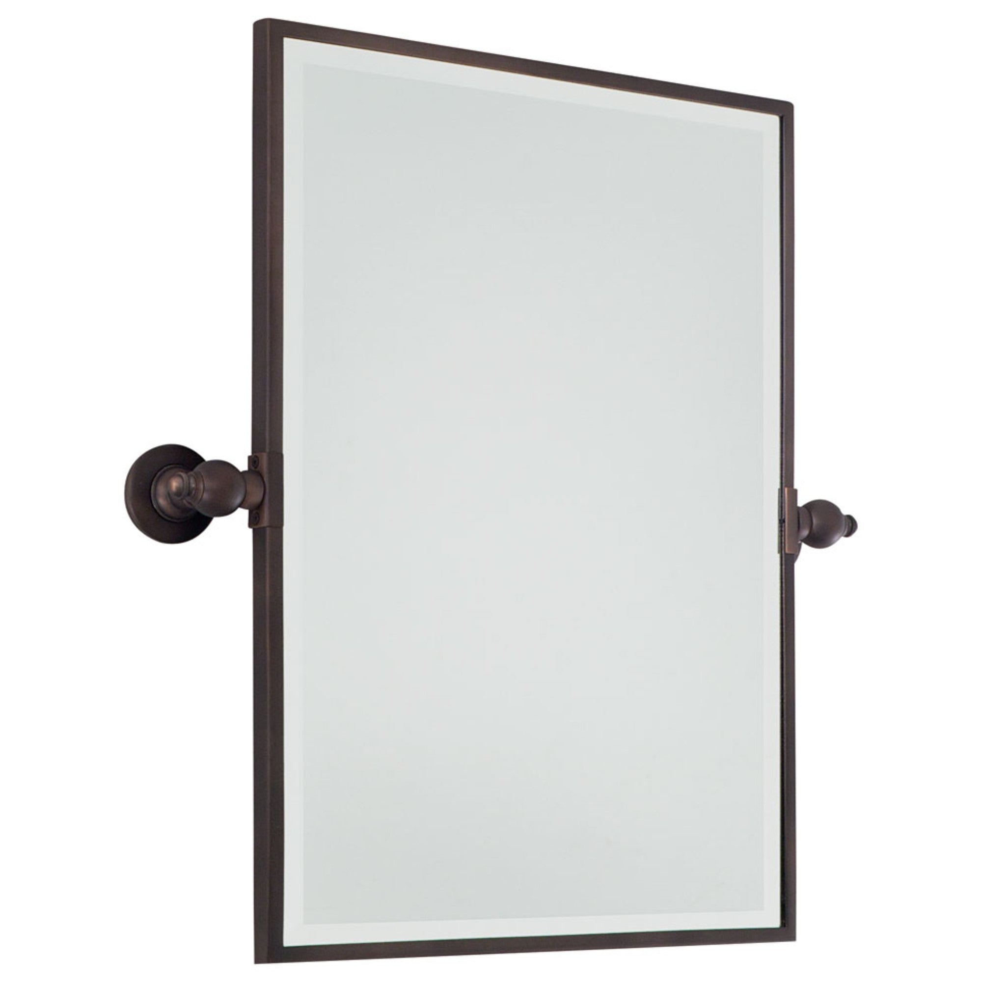 Pivoting Mirrors 24.25" x 23.5" Beveled Rectangle Mirror, Dark Brushed Bronze Finish - Bees Lighting