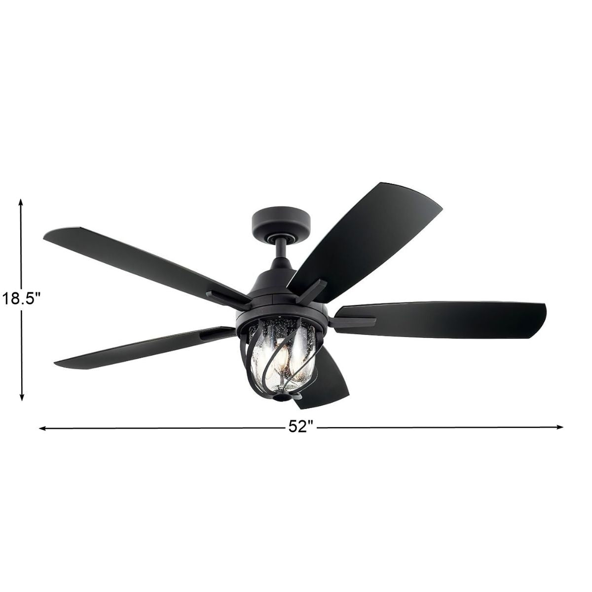 Lydra 52 Inch Distressed Black Damp Rated Cage LED Ceiling Fan with Remote - Bees Lighting